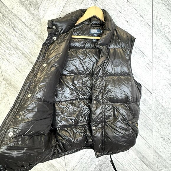 Vintage Polo Ralph Lauren Down Quilted Puffer Vest Black Mens Medium *No Hood - Picture 7 of 9